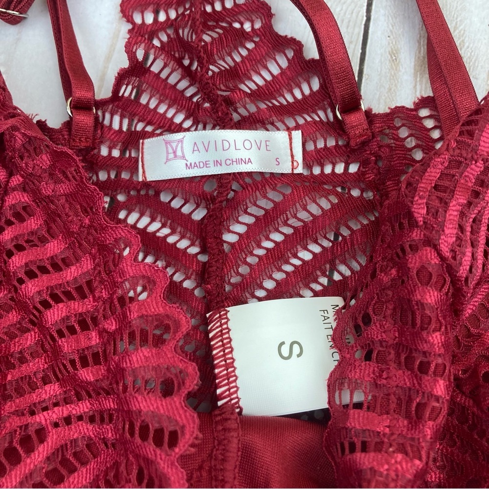 NWT Avidlove Lace Bralette Red S B005 - Picture 2 of 3